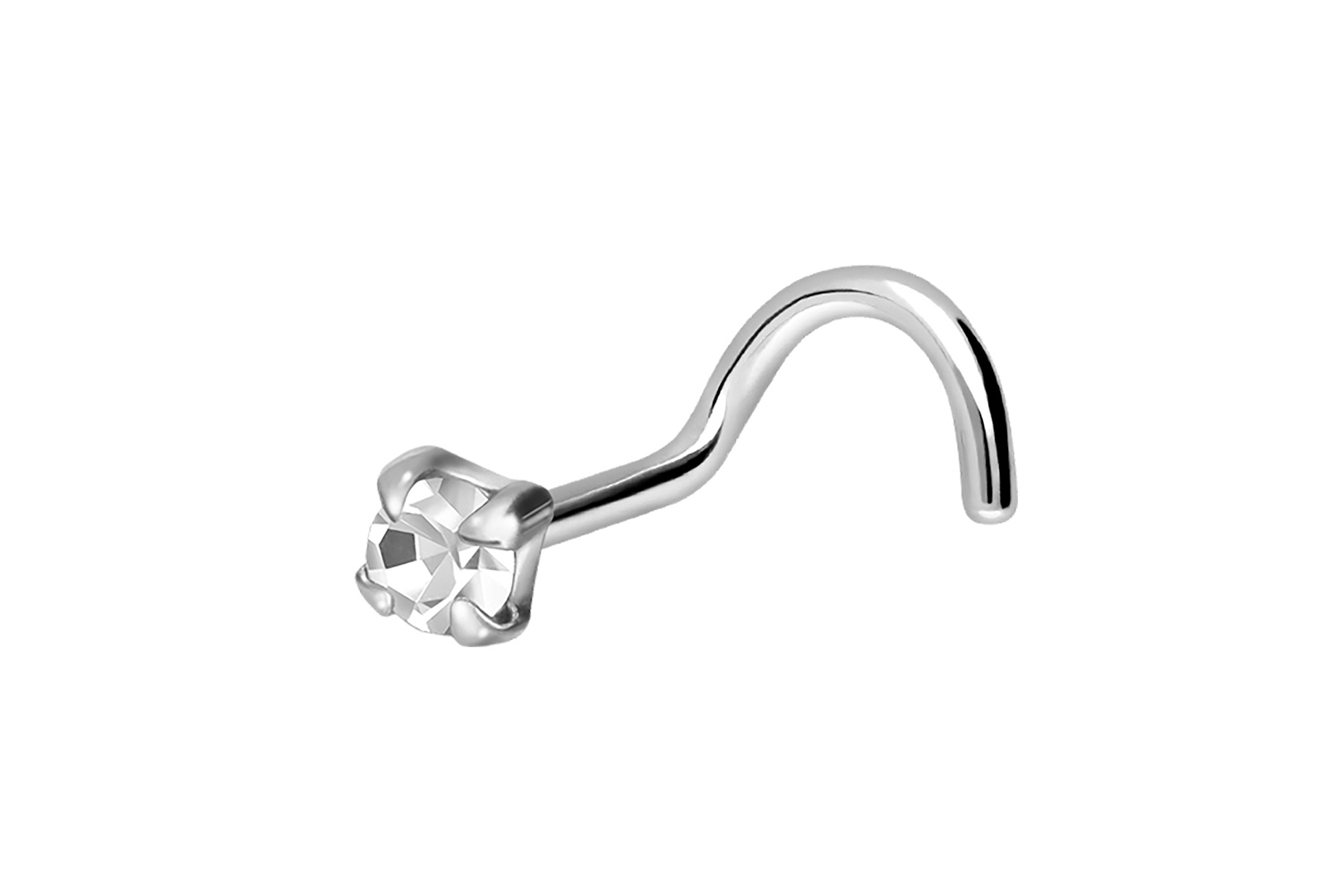 925er Silber Nasenstecker Spirale EINGEFASSTER KRISTALL